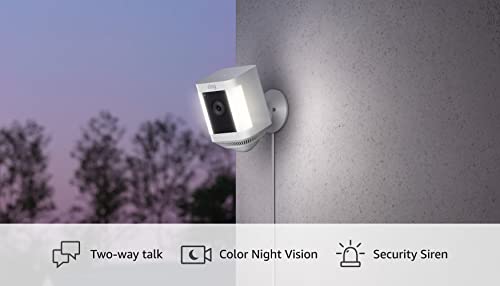 Introducing Ring Spotlight Cam Plus, Plug-in | Two-Way Talk, Color Night Vision, and Security Siren (2022 release) - White