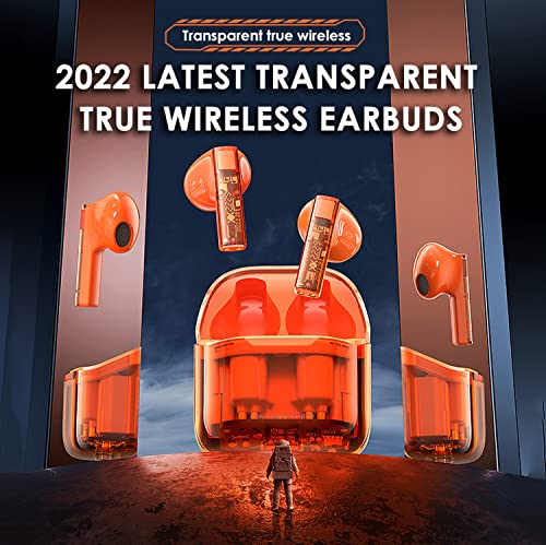 True Wireless Earbuds Bluetooth in Ear Headphones for iPhone Android Transparent Blue Tooth 5.3 Ear Buds Deep Bass TWS Wireless Earphones with Microphone Cordless Earbud with Charging Case Green