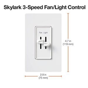 Lutron Skylark 3-Speed Combination Fan and Light Control, 1.5 Amp, Single-Pole, S2-LFSQ-IV, Ivory