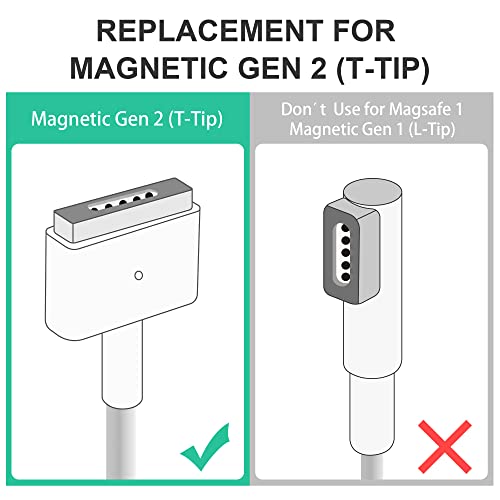 AGVEE 10ft USB-C to Magnetic T-Tip Cable, Type-C PD 85W Power Fast Charging Converter Connector Replacement for MacBook Pro Air (2013-2015) T-Head Charger, Silver