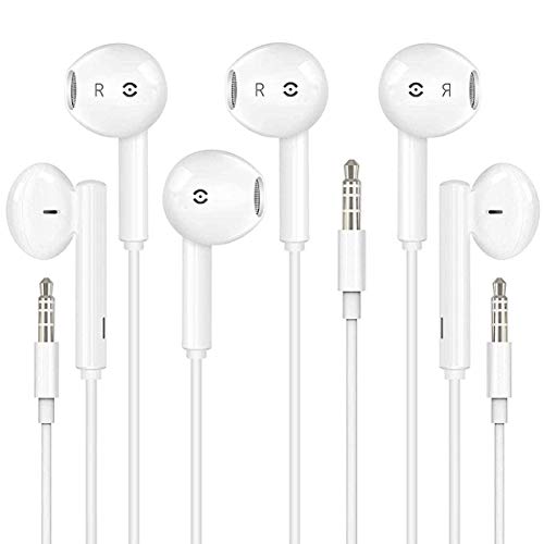 [Apple MFi Certified] Apple Earbuds/Headphone/Earphones with 3.5mm Wired Headphone Wired Earbud with Microphone Compatible with iPhone, iPod, iPad, MP3, Huawei, Samsung,White