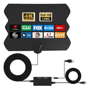 tv antenna, antenna tv digital hd indoor, 2023 upgraded digital tv antenna long 400+ miles range, support 4k 1080p fire tv stick and all older tv, indoor amplifier signal booster, 16ft coax cable