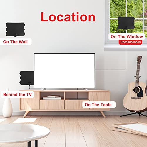 TV Antenna, Antenna TV Digital HD Indoor, 2023 Upgraded Digital TV Antenna Long 400+ Miles Range, Support 4K 1080p Fire TV Stick and All Older TV, Indoor Amplifier Signal Booster, 16ft Coax Cable