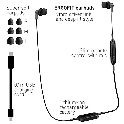 Panasonic Bluetooth Earbud Headphones with Microphone, Call/Volume Controller and Quick Charge Function - RP-HJE120B-K - in-Ear Headphones (Black)