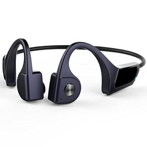 slub bone conduction headphones,bluetooth 5.0 open-ear wireless earphones,high sound quality,ultra-lightweight,waterproof and sweatproof sports headset(blue)