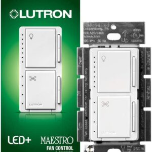 Lutron Maestro LED+ Fan Control and Dimmer for LEDs, Halogen and Incandescent Bulbs | Single-Pole | MACL-LFQ-WH | White (6 Count)