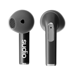 Sudio N2 True Wireless Bluetooth Open-Ear Earbuds - Multipoint Connection, Built-in Microphone for Calls, 30h Battery Time with Charging Case, IPX4 Water Resistant, USB-C & Wireless Charging (Black)