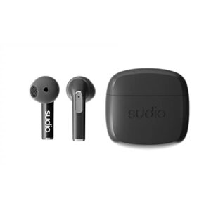 Sudio N2 True Wireless Bluetooth Open-Ear Earbuds - Multipoint Connection, Built-in Microphone for Calls, 30h Battery Time with Charging Case, IPX4 Water Resistant, USB-C & Wireless Charging (Black)