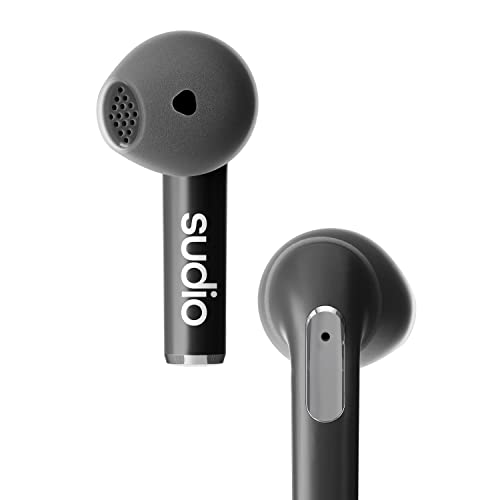 Sudio N2 True Wireless Bluetooth Open-Ear Earbuds - Multipoint Connection, Built-in Microphone for Calls, 30h Battery Time with Charging Case, IPX4 Water Resistant, USB-C & Wireless Charging (Black)