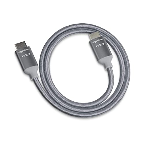 Amazon Basics 10.2 Gbps High-Speed 4K HDMI Cable with Braided Cord, 3-Foot, Dark Gray, Projector