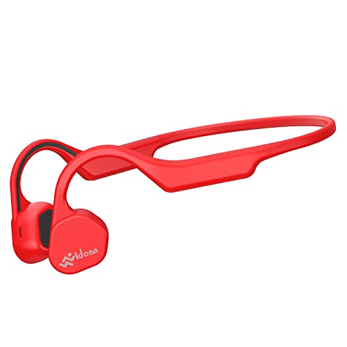 VIDONN Open-Ear Headphones, Air Conduction Wireless Earphones, Sweat Resistant Sport Bluetooth Earphones for Workouts and Running -Doesn't Hurt Your Ears-Long Battery Life-Built-in Mic (Red)