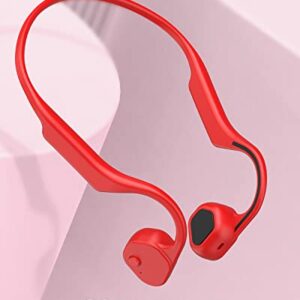 VIDONN Open-Ear Headphones, Air Conduction Wireless Earphones, Sweat Resistant Sport Bluetooth Earphones for Workouts and Running -Doesn't Hurt Your Ears-Long Battery Life-Built-in Mic (Red)