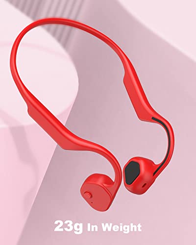 VIDONN Open-Ear Headphones, Air Conduction Wireless Earphones, Sweat Resistant Sport Bluetooth Earphones for Workouts and Running -Doesn't Hurt Your Ears-Long Battery Life-Built-in Mic (Red)