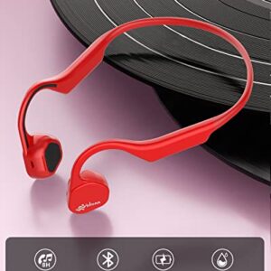 VIDONN Open-Ear Headphones, Air Conduction Wireless Earphones, Sweat Resistant Sport Bluetooth Earphones for Workouts and Running -Doesn't Hurt Your Ears-Long Battery Life-Built-in Mic (Red)