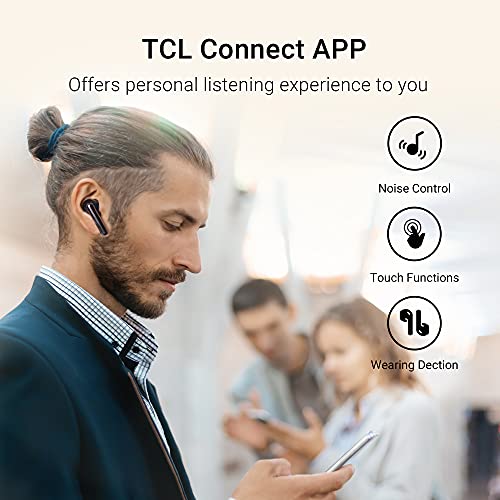 TCL S600 Wireless Earbuds with 6 Built-in Mics Dual Bluetooth Headphones Active Noise Cancellation Auriculares Inalámbricos IPX5 Waterproof Premium Deep Bass Headset 32H for Sports Work Gaming, Black