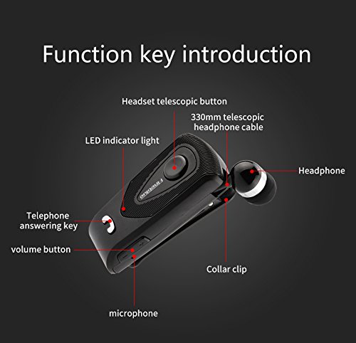 Fineblue F930 Wireless Freedom Business Bluetooth Headset Call Clarity Golden Blue Music No Bound Smart one Drag Two Bluetooth Earphone - Black