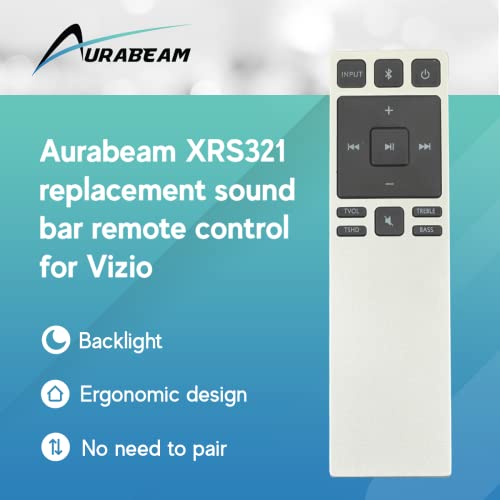 Aurabeam XRS321 Replacement Sound Bar Remote Control for Vizio Home Theatre for Models S2920W-C0, S2920W-C0R, S3820W-C0, S3821W-C0, S3821W-C0R