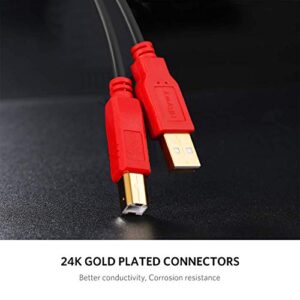 Hftywy Printer Cable 30 ft Long USB Printer Cable Cord USB 2.0 Type A Male to B Male Printer Scanner USB B Cable for HP, Canon,Epson, Lexmark, Dell, Xerox, Samsung Etc