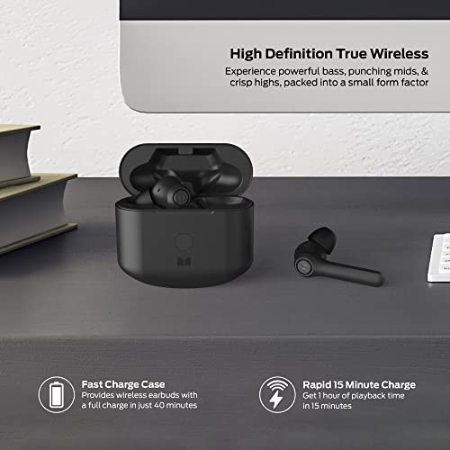 Monster Verse True Wireless Earbuds with Charging Case, Bluetooth 5.0 in-Ear Stereo Headphones, Built-in Mic for Clear Calls, USB-C Quick Charge (Black)