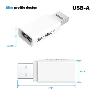 Databloc USB Data Blocker Adapter - Hacker Safe, Enhanced Data Protection - Easy Connection, Slim Profile - 2 Pack, White