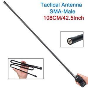 42.5-Inch ABBREE SMA-Male VHF UHF Dual Band 144/430Mhz Foldable Tactical Antenna for Yaesu FT-70DR,FT-2DR,FT-270R TYT Wouxun Ham Two Way Radio