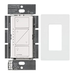 lutron caseta wireless smart lighting dimmer switch with decorator wallplate bundle (white) (2 items)