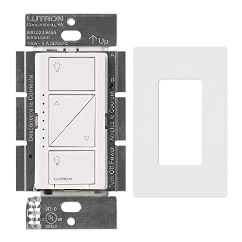 Lutron Caseta Wireless Smart Lighting Dimmer Switch with Decorator Wallplate Bundle (White) (2 Items)