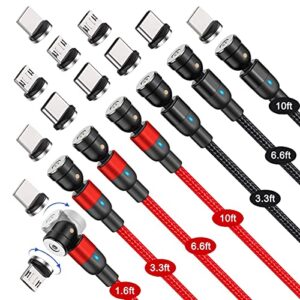540° rotation magnetic charging cable（7-pack, 1.6ft/3.3ft/3.3ft/6.6ft/6.6ft/10ft/10ft）magnetic usb cable, 3 in 1 magnetic phone charger nylon braided cord compatible with micro usb, type c, iproduct