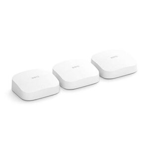 amazon eero pro 6 mesh wi-fi 6 system | fast and reliable gigabit speeds | connect 75+ devices | coverage up to 6,000 sq. ft. | 3-pack, 2020 release