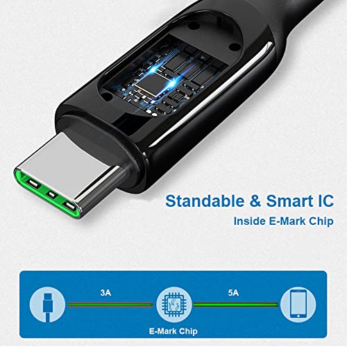 URVNS USB C Cable, E-Mark 5A PD 100W 6.5ft LCD Power Display Type-C Fast Charging 480Mbps Nylon Braided Laptop Data Cord for MacBook Pro Air iPad Samsung Galaxy Pixel LG PS5 and More