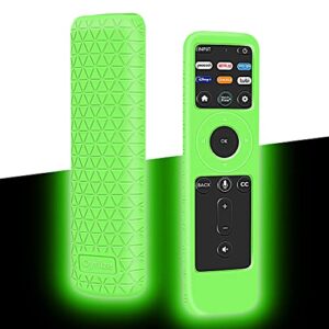 protective case for vizio xrt260 smart tv remote 2021 model,silicone remote case holder for xrt260 v-series 4k uhd hdr voice remote,shockproof remote bumper battery back covers protector-glowgreen