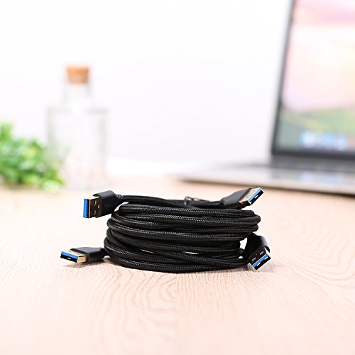 Besgoods USB 3.0 Cable Male to Male, 2-Pack Braided 6ft USB to USB Cable Type A Male Double End USB Cord Compatible Hard Drive Enclosures, DVD Player, Laptop Cooler - Black