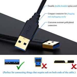 Besgoods USB 3.0 Cable Male to Male, 2-Pack Braided 6ft USB to USB Cable Type A Male Double End USB Cord Compatible Hard Drive Enclosures, DVD Player, Laptop Cooler - Black