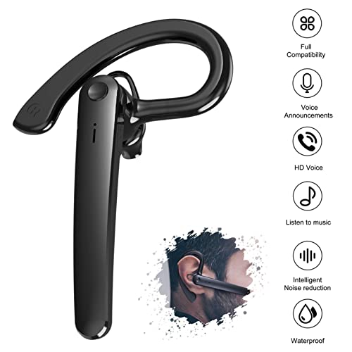 Gspmoly Bluetooth Headset Ear-Mounted Business Stereo Headset Hands-Free Sports Headset with Microphone, Microphone for Office Driving, Hands-Free Earphones Compatible with Android/iOS