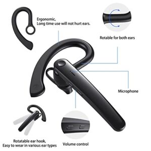 Gspmoly Bluetooth Headset Ear-Mounted Business Stereo Headset Hands-Free Sports Headset with Microphone, Microphone for Office Driving, Hands-Free Earphones Compatible with Android/iOS