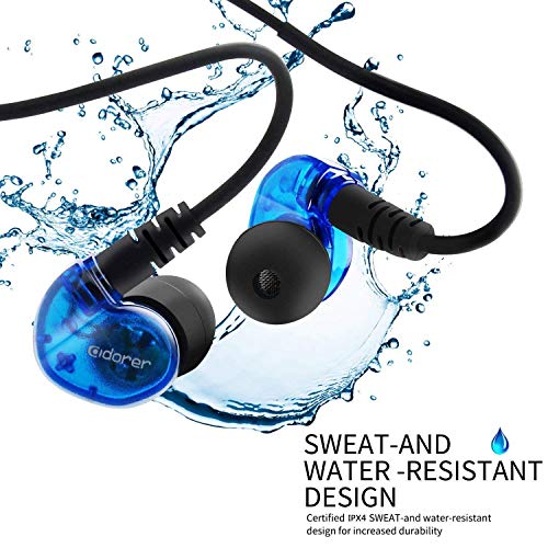 MOXKING Running Sport Earphones Over Ear Buds with Microphone Remote Noise Cancelling Earhook Headphones Sweatproof in Ear Earphones for Gym Jogging Workout Exercise