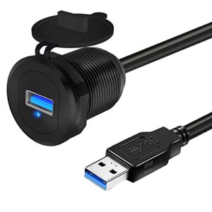 gobgod single port usb 3.0 car mount flush cable, usb3.0 male to female extension for car truck boat motorcycle dashboard panel 3ft