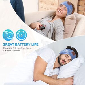 Sleep Headphones, BULYPAZY Tie Dye Bluetooth Headband Headphones with HD Stereo Speakers & Elastic Strap, Headband Earphones Perfect for Sleeping Side Sleepers Sports Running Workout Gift (Blue/White)