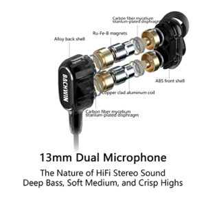 BACKWIN Wired Earbuds, Noise Cancelling Headphones Earbuds Compatible with Mobile/Laptop/Computer/iPad Fits All 3.5mm Jack,in-Ear (Black),Earpads S/M/L