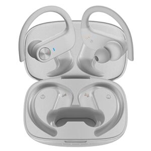 beben wireless earbuds, 36h playtime bluetooth headphones with mics and charging case for iphone android, waterproof running headphones for gym workout, hi-fi sound over ear buds with earhooks – grey