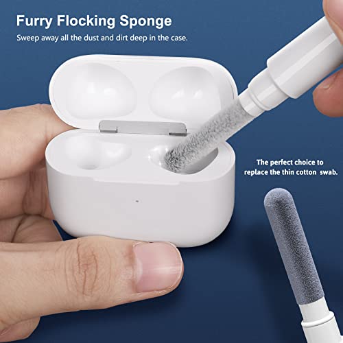 Cleaner Kit for AirPods, 3-in-1 Multifunctional Wireless Earbuds Cleaning Kit for AirPods Pro, Bluetooth Earbuds Cleaning Pen with Sponge, Brush, Metal Tip