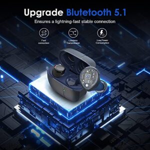 Wireless Earbud, Bluetooh 5.1 Headphones Deep Bass, Bluetoth Earbud in Ear with Mic CVC8.0 Noise Cancelling, Ture Wireless Earphones 48H Playtime with Charging Case, IP7 Waterproof Headset Sports