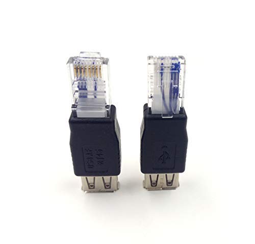 Haokiang (2-Pack) USB - RJ45, USB2.0 A Female to RJ45 Ethernet Male AF-8P8C Connector, USB Transfer Network Plug Adapter