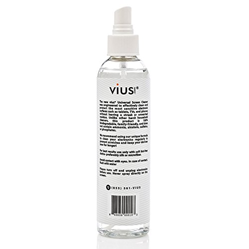 Vius Screen Cleaner Premium Screen Cleaner Spray for LCD LED TVs, Laptops, Tablets, Monitors, Phones, and Other Electronic Screens - Gently Cleans Fingerprints, Dust, Oil (8oz)