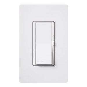 lutron diva dimmer for incandescent and halogen, 600-watt, single-pole, with wallplate, dvw-600ph-wh, white