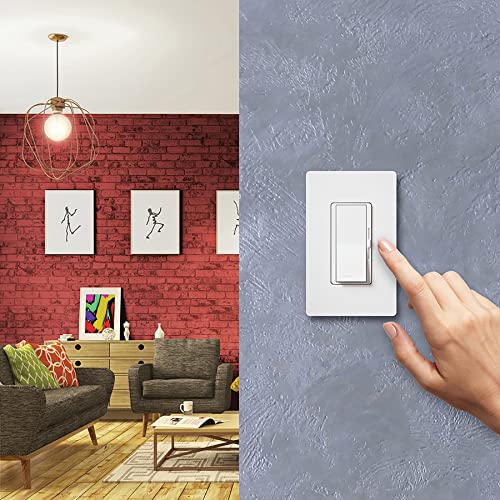 Lutron Diva Dimmer for Incandescent and Halogen, 600-Watt, Single-Pole, with Wallplate, DVW-600PH-WH, White