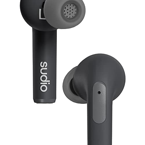 Sudio N2 Pro True Wireless Bluetooth in-Ear Earbuds with ANC - Multipoint Connection, IPX4 Water Resistant, USB-C and Wireless Charging, Microphone, 30h Play Time with Charging Case (Black)