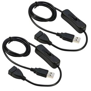 dfsucces usb extension cable 2pcs with on/off switch usb male to female cable support (data and power) for led desk lamp, usb fan, led strips etc