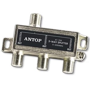 3 way tv signal splitter,antop digital coax cable splitter 2ghz- 5-2050mhz high performance for satellite/cable tv antenna