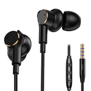 SUYUZREY Wired Earbuds bass Dynamic Unit in-Ear Headphones with mic, High Fidelity Stereo 3.5mm Jack Earphones Noise Isolation Memory Foam and Sports earhook Ear Buds Wired,Metal Shell(Moving Coil)